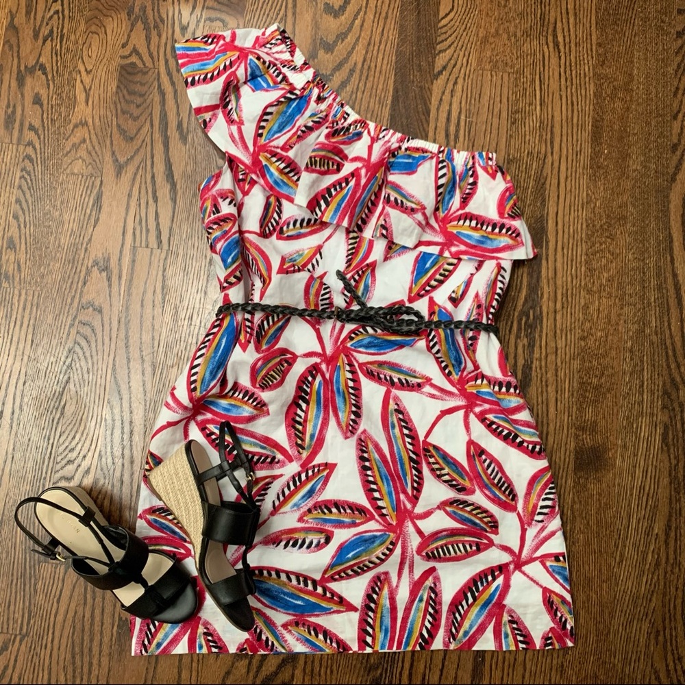 J Crew floral tropical one shoulder dress 🌺